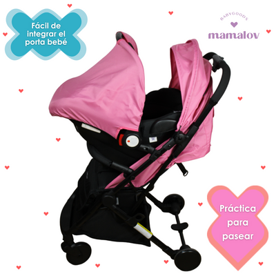 Carriola Para Bebés Plegado Tipo Maleta Viajera Maggie - Rosa - Confety