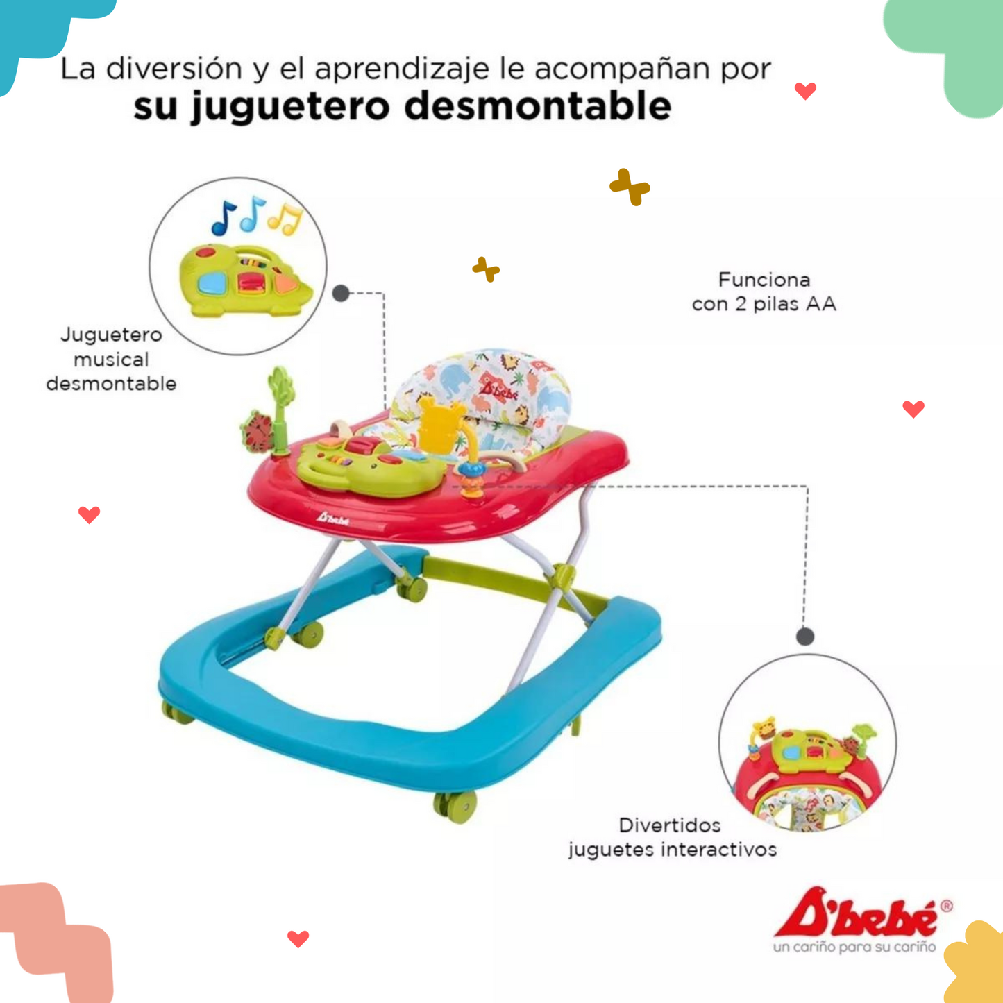 Andadera Jungle 2 en 1 Rojo D´bebe 81Rojo