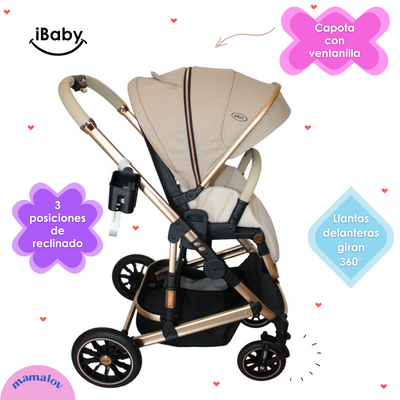 Carriola 4 en 1 Reversible Con Portabebé Alessia - Beige - iBaby