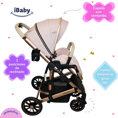 Carriola 4 en 1 Reversible Con Portabebe Alessia - Rosa - iBaby