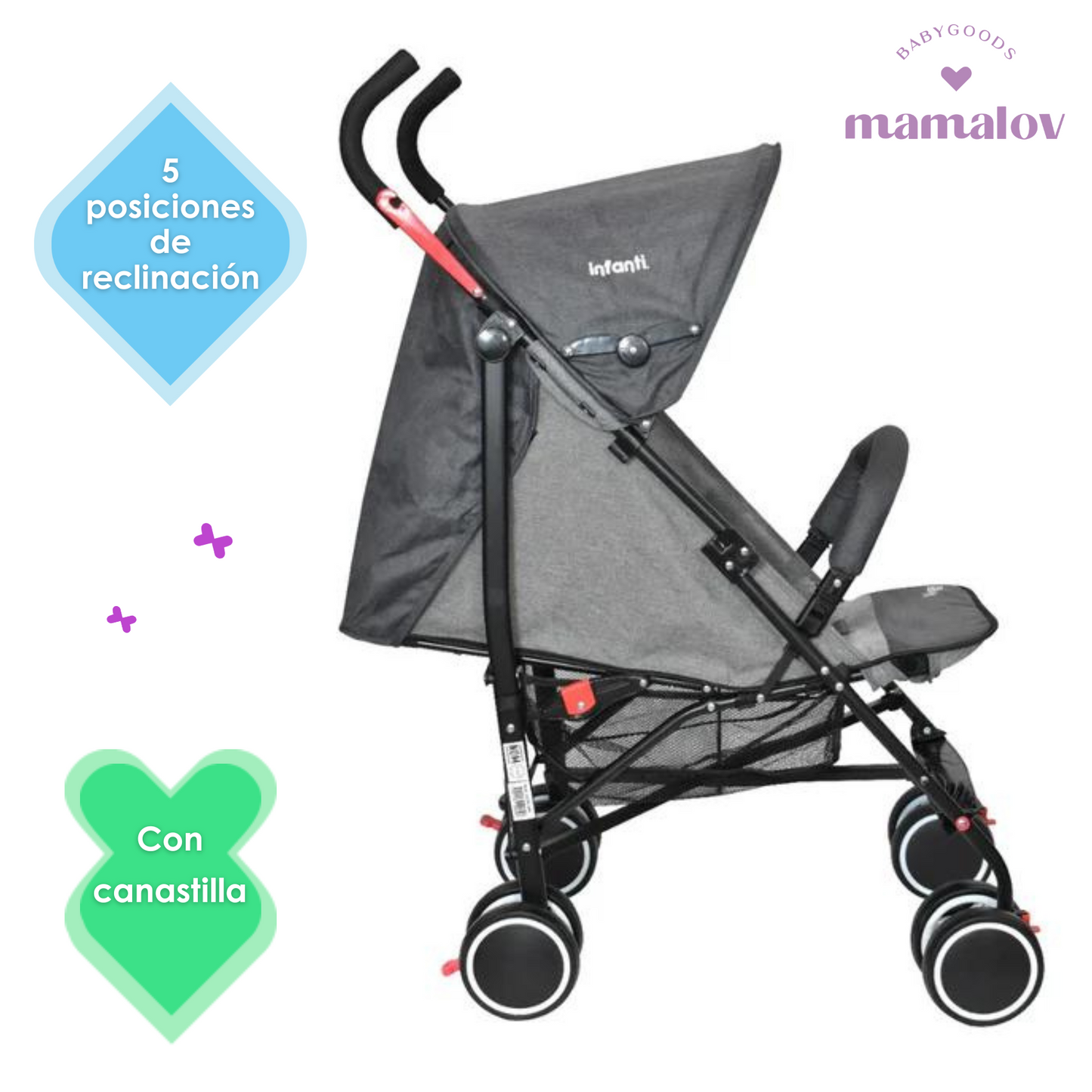 Carriola Para Bebé Viggo Ligera Plegable Gris - Infanti