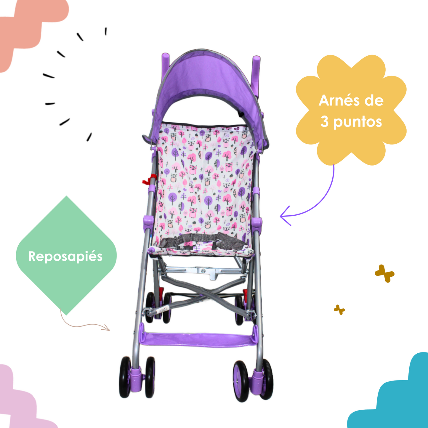 Carriola De Baston Plegable Ligera - Lila - Parents Choice