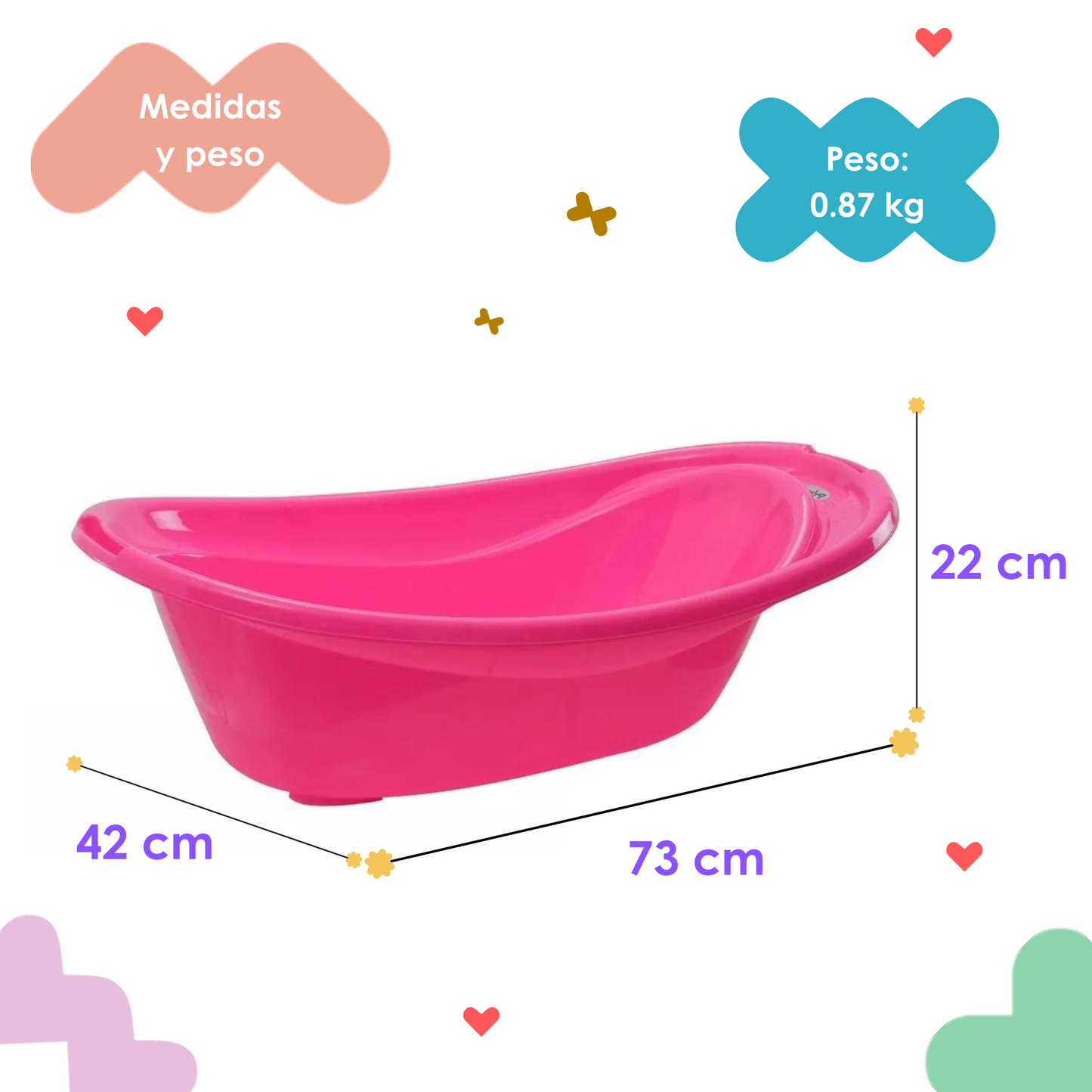 Bañera Ola Rosa - 7302SRS Prinsel