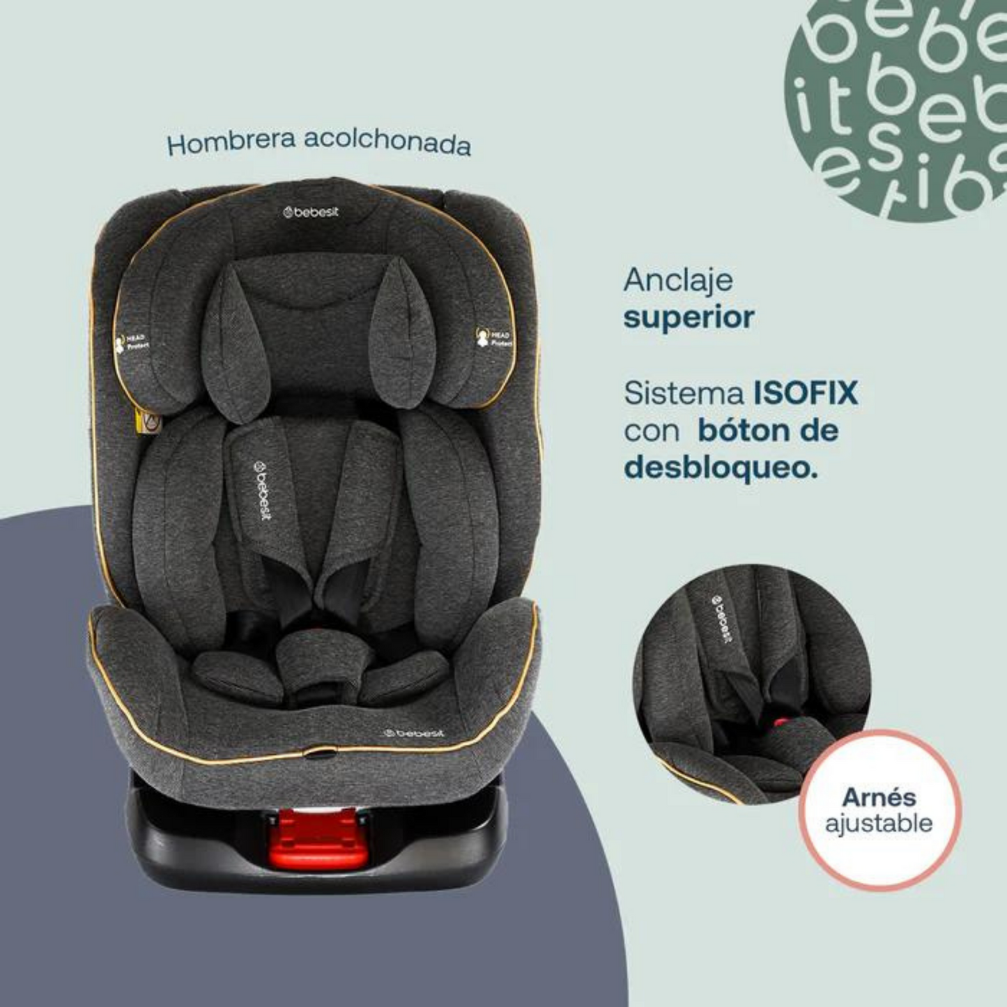 Autoasiento Para Carro Supra 360° - Negro - Bebesit