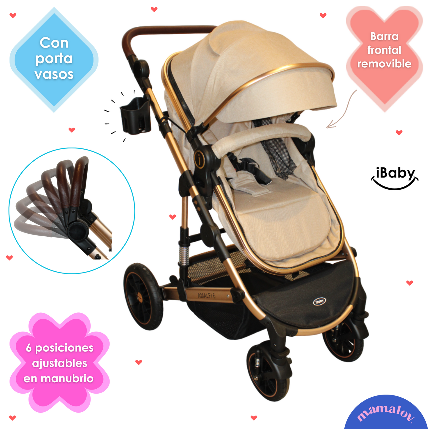 Carriola 6 En1 | Mecedora | Autoasiento | Amalfi - Beige - Ibaby