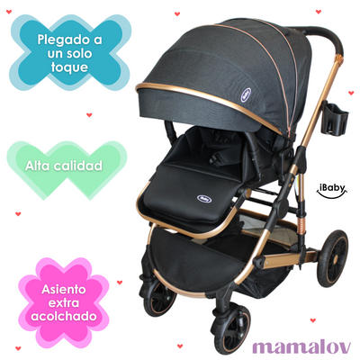 Carriola 4 en 1 Reversible Con Portabebe Alessia - Negro - iBaby