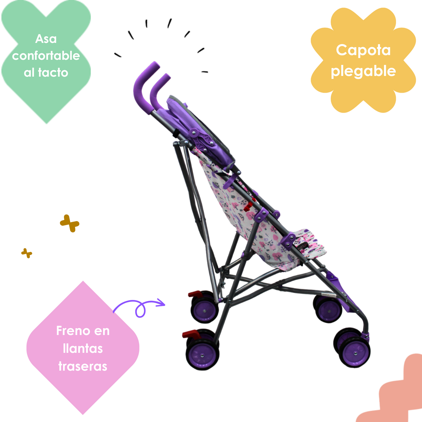 Carriola De Baston Plegable Ligera - Lila - Parents Choice