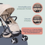 Carriola Para Bebé Plegado Compacto Flex - Beige - Bebesit