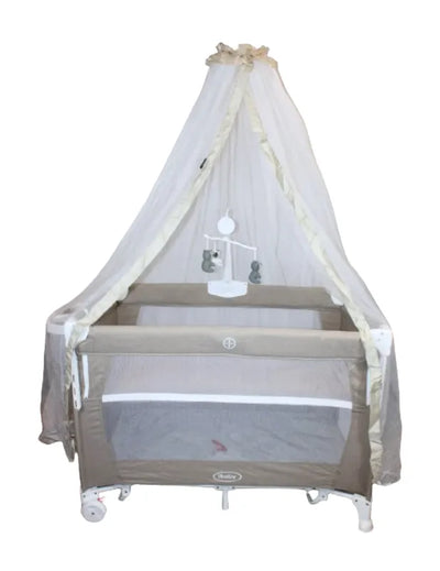 Cuna Corral Colecho Y Mecedora 4 en 1 Lome Con Velo - Cafe - Ibaby