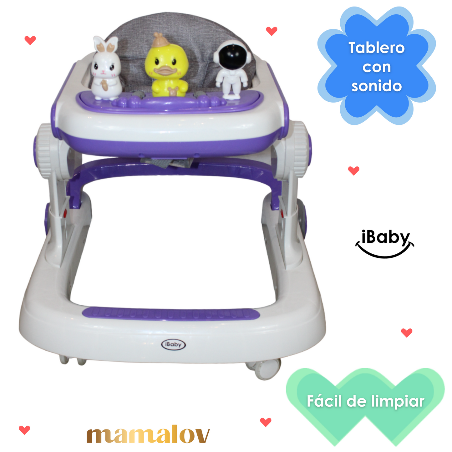 Andadera Y Caminadora Para Bebés 3 En 1 Musical - Morado - Ibaby