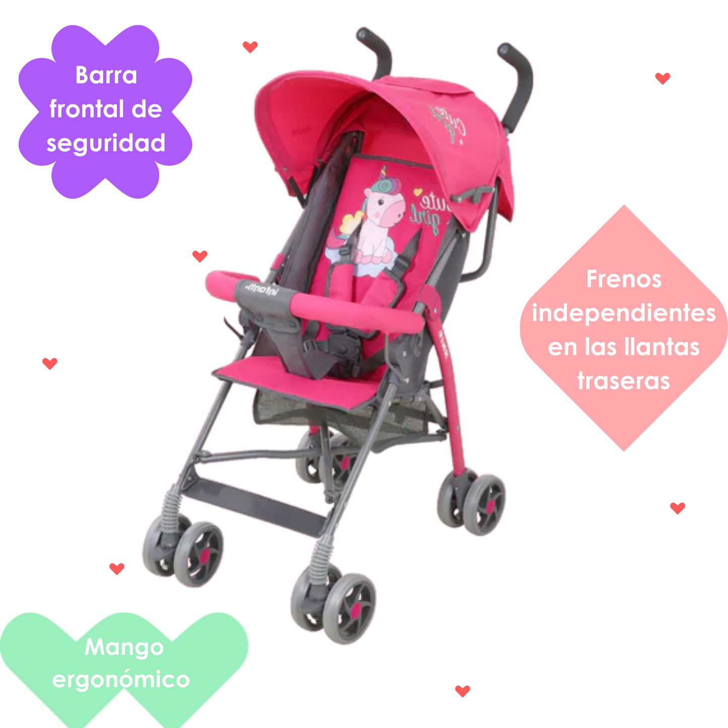 Carriola de Baston Skit Llama - Unicornio -Rosa  FL801 LMA Infanti