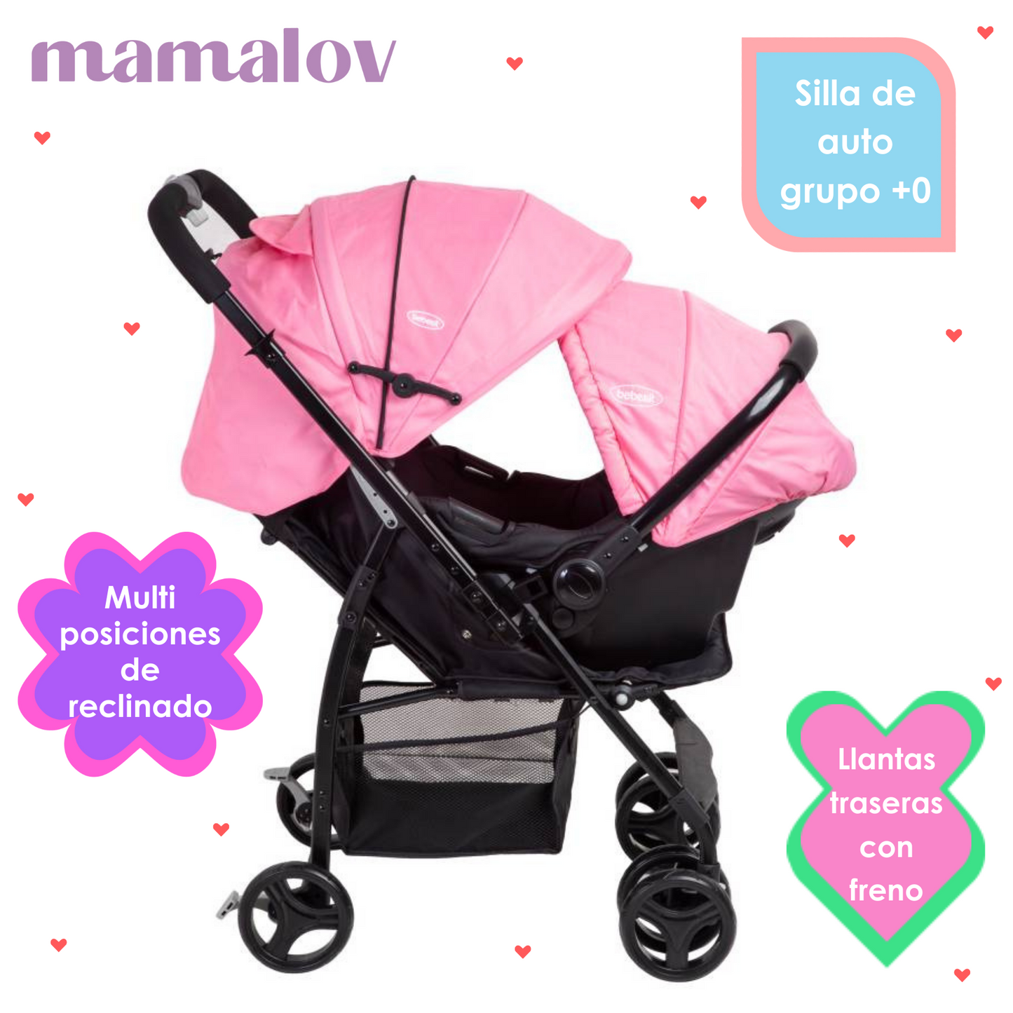 Carriola Travel System Go Lite - Rosa - Bebesit