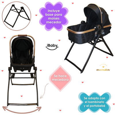 Carriola 6 En1 | Mecedora | Autoasiento | Amalfi - Negro - Ibaby