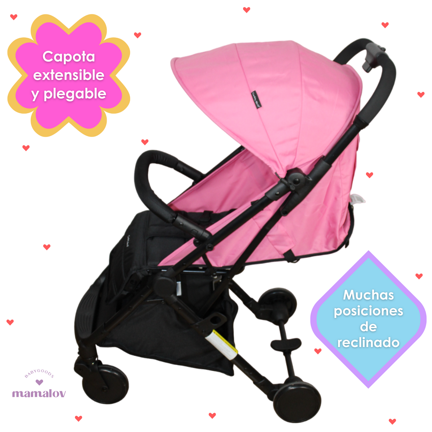 Carriola Para Bebés Plegado Tipo Maleta Viajera Maggie - Rosa - Confety