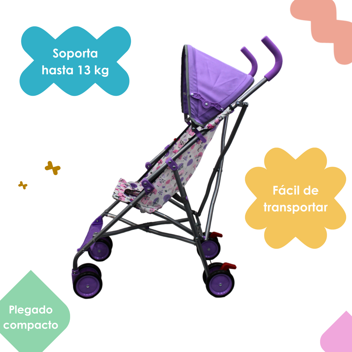 Carriola De Baston Plegable Ligera - Lila - Parents Choice