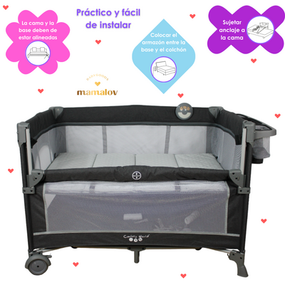 Cuna De Viaje Para Bebé Colecho Con Mosquitero Ts001 - Negro - Confety World