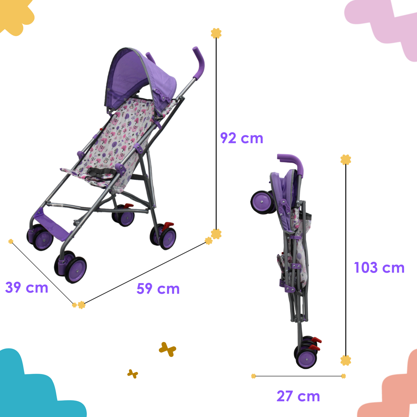 Carriola De Baston Plegable Ligera - Lila - Parents Choice