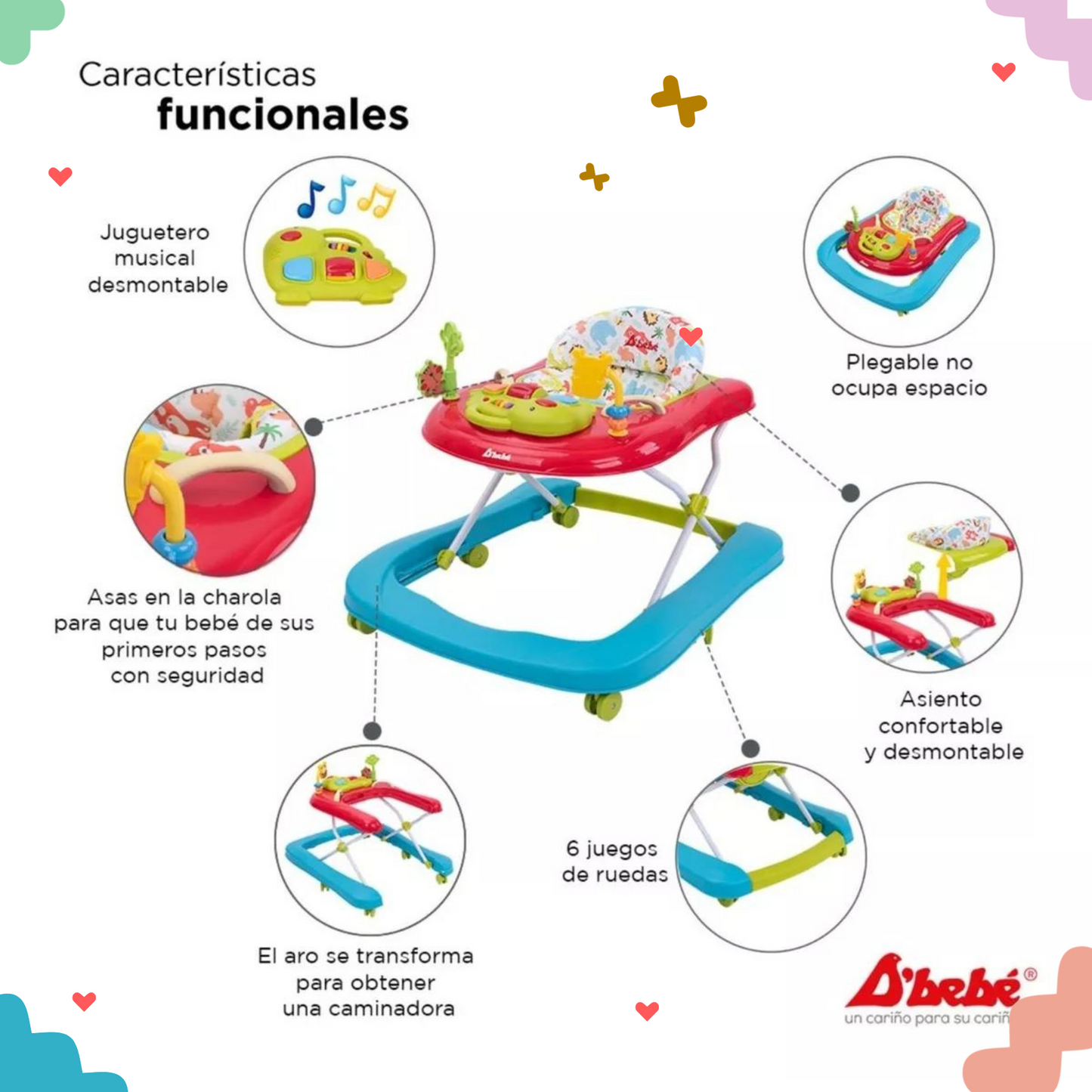 Andadera Jungle 2 en 1 Rojo D´bebe 81Rojo