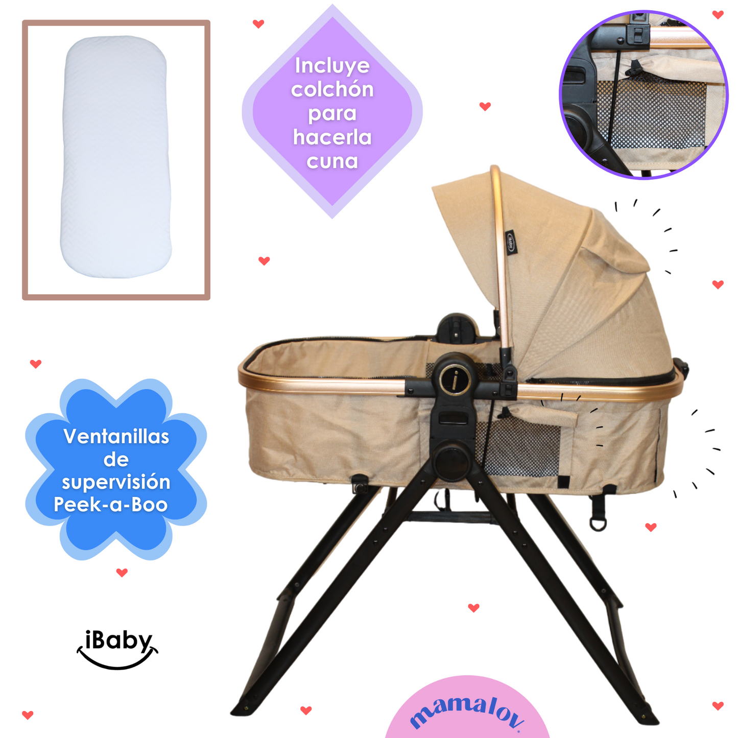 Carriola 6 En1 | Mecedora | Autoasiento | Amalfi - Beige - Ibaby