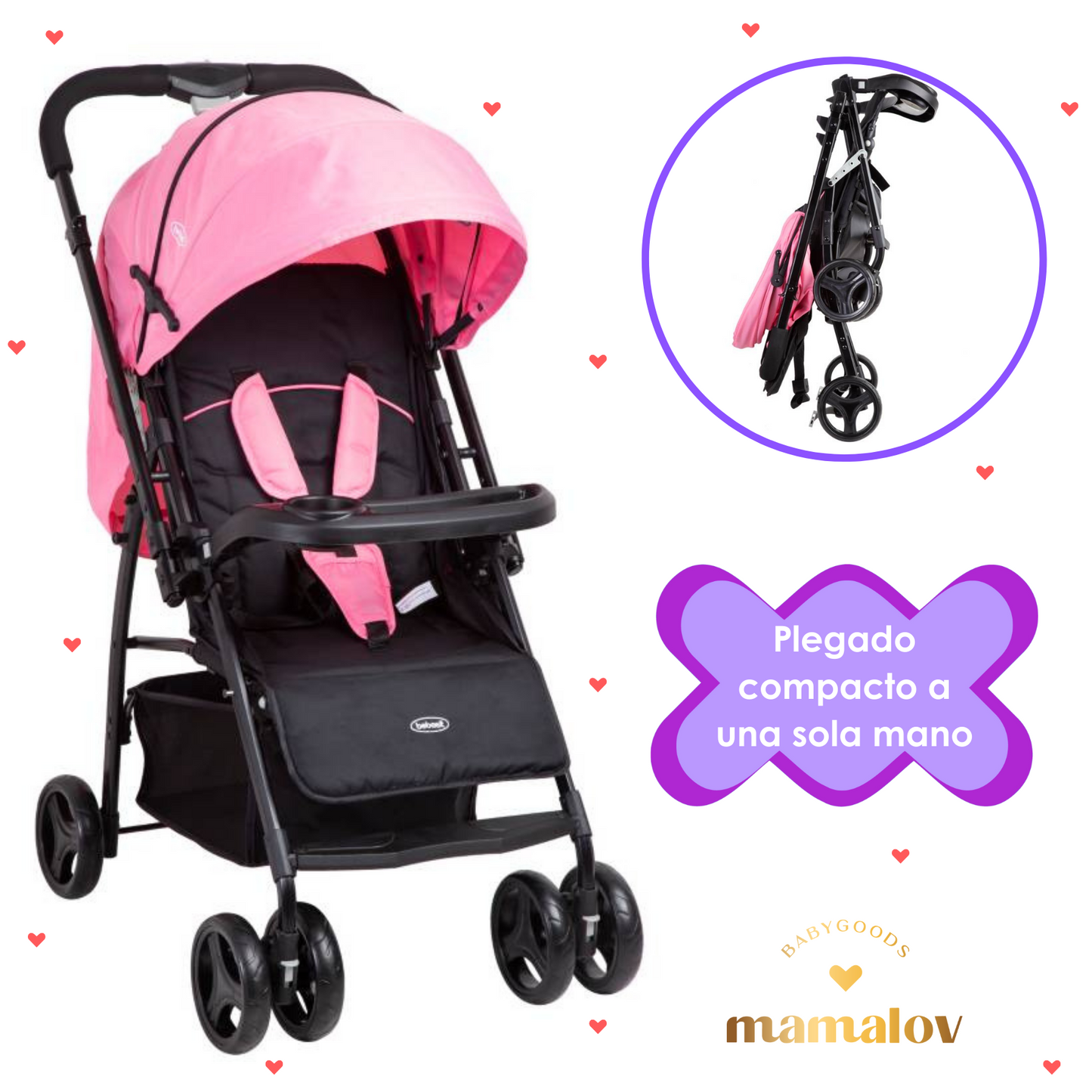 Carriola Travel System Go Lite - Rosa - Bebesit