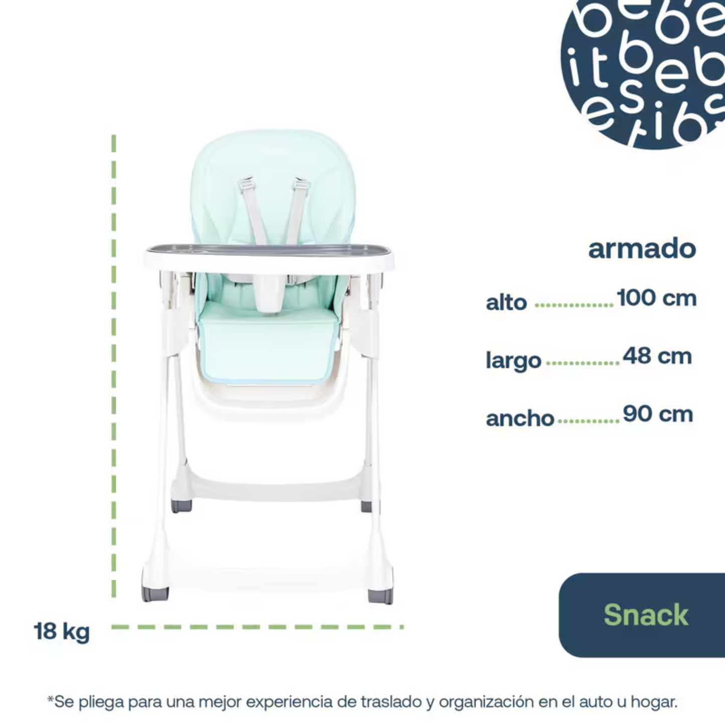 Silla Periquera Snack Para Bebé - Celeste - Bebesit