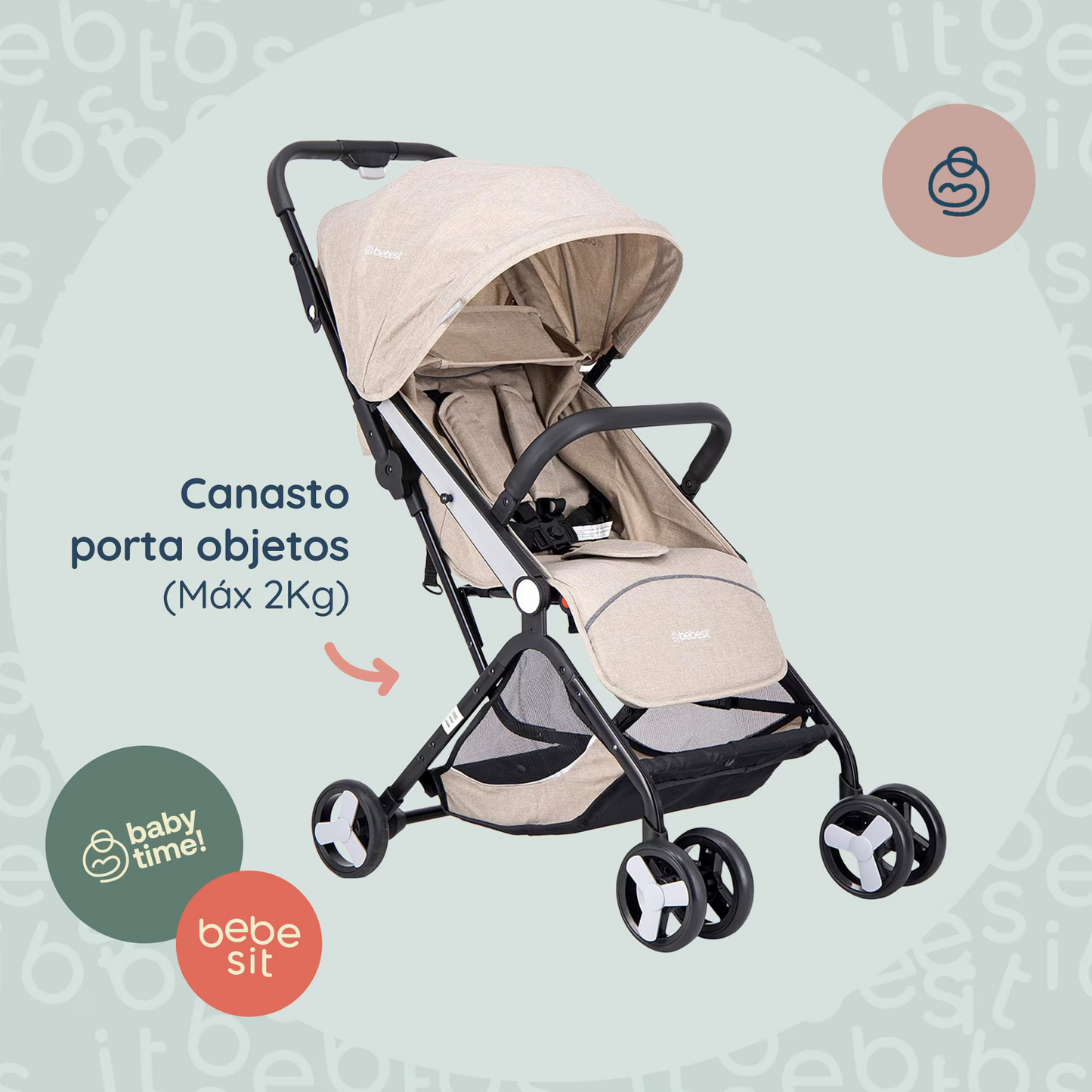 Carriola Para Bebé Plegado Compacto Flex - Beige - Bebesit
