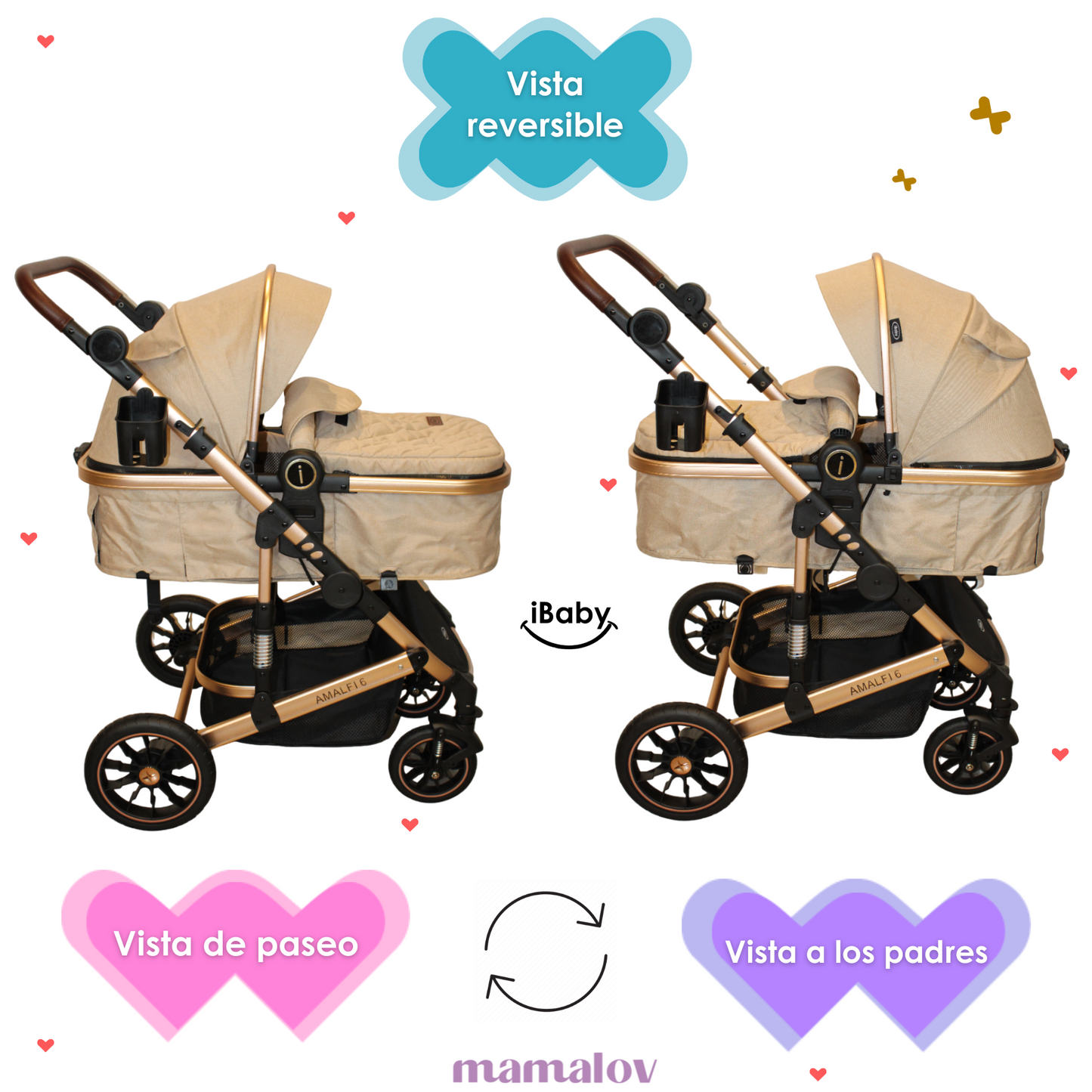 Carriola 6 En1 | Mecedora | Autoasiento | Amalfi - Beige - Ibaby