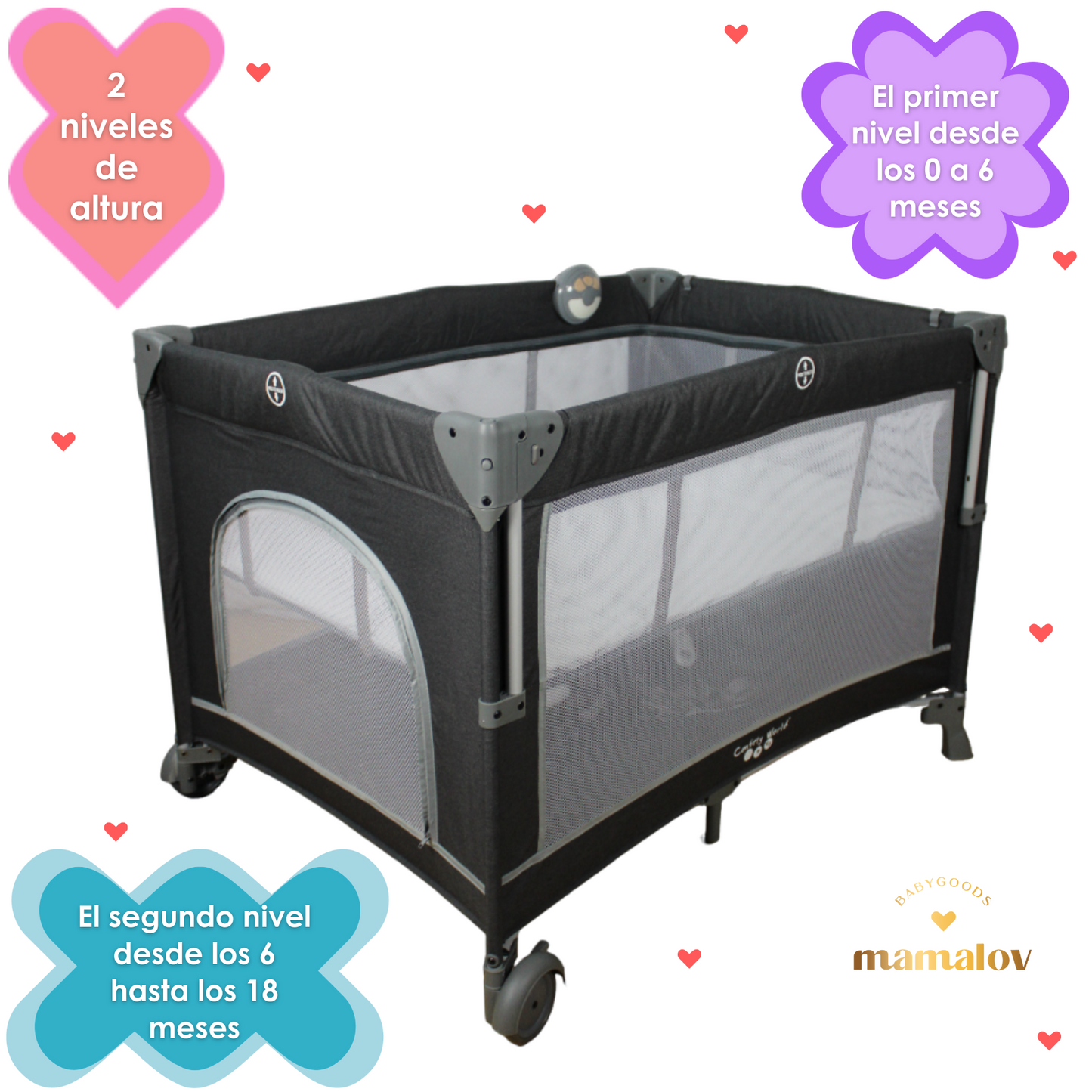 Cuna De Viaje Para Bebé Colecho Con Mosquitero Ts001 - Negro - Confety World