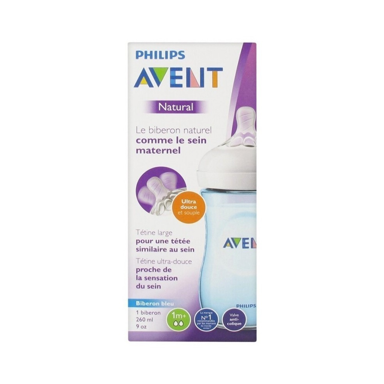 Biberon Natural 260ml 9oz - Azul SCF035/17 Avent