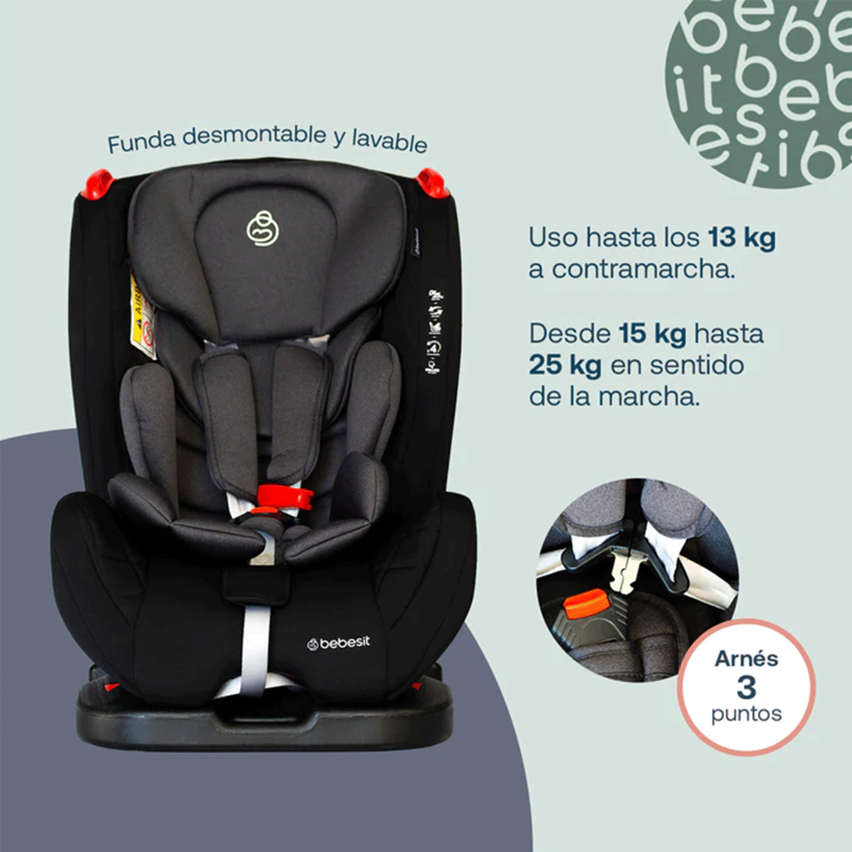 Autoasiento Aries Negro Bebesit