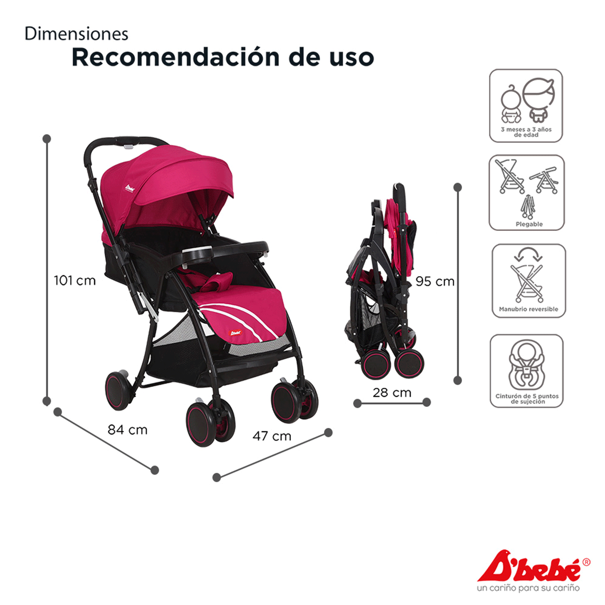 Carriola Reversible Lu Baby - Rosa 53ROSA D'bebe