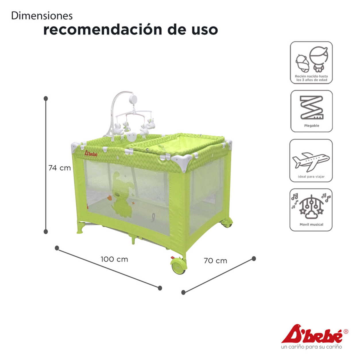Corral Cuna Zoo Baby - Verde 95VERDE D'Bebe