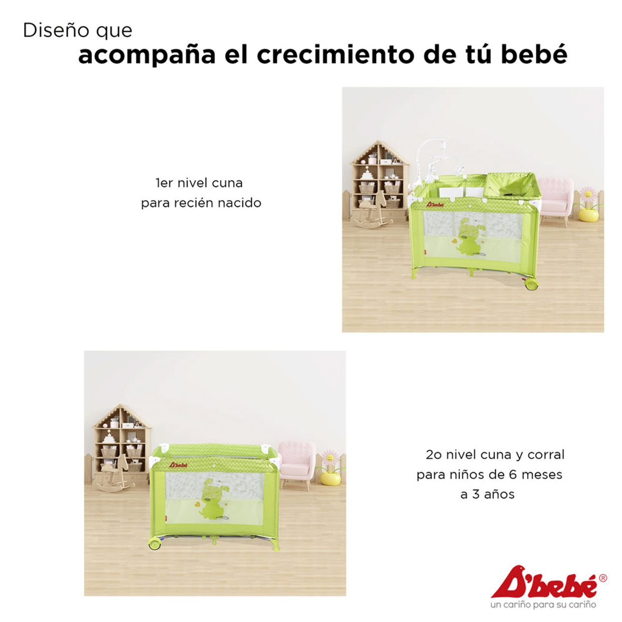 Corral Cuna Zoo Baby - Verde 95VERDE D'Bebe
