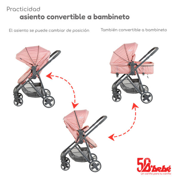 Carriola D´bebé Travel System Prince Rosa
