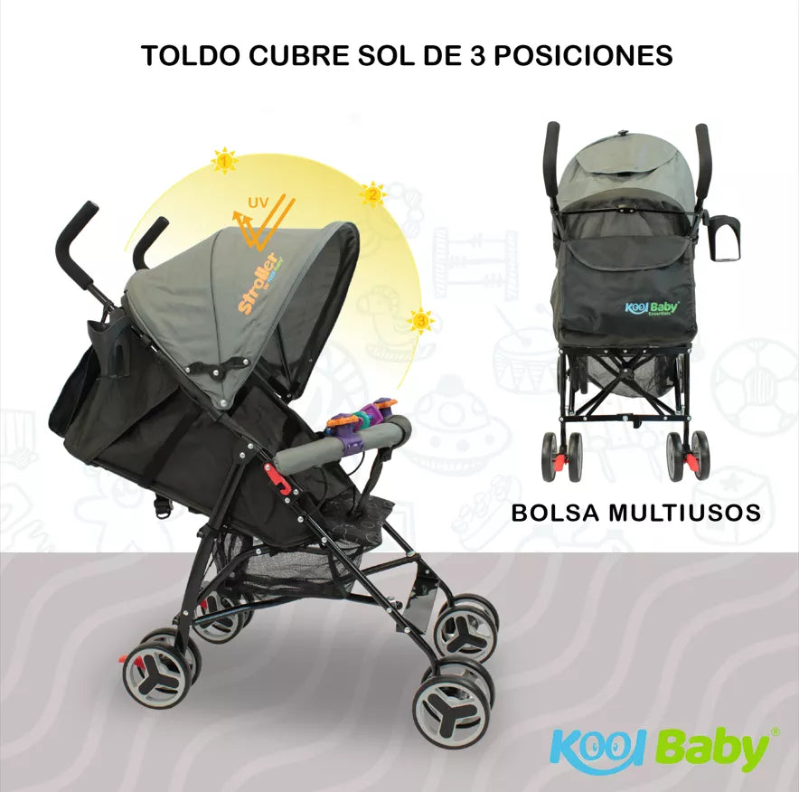 CARRIOLA DE BASTON KOOL BABY CAR-104 GRIS