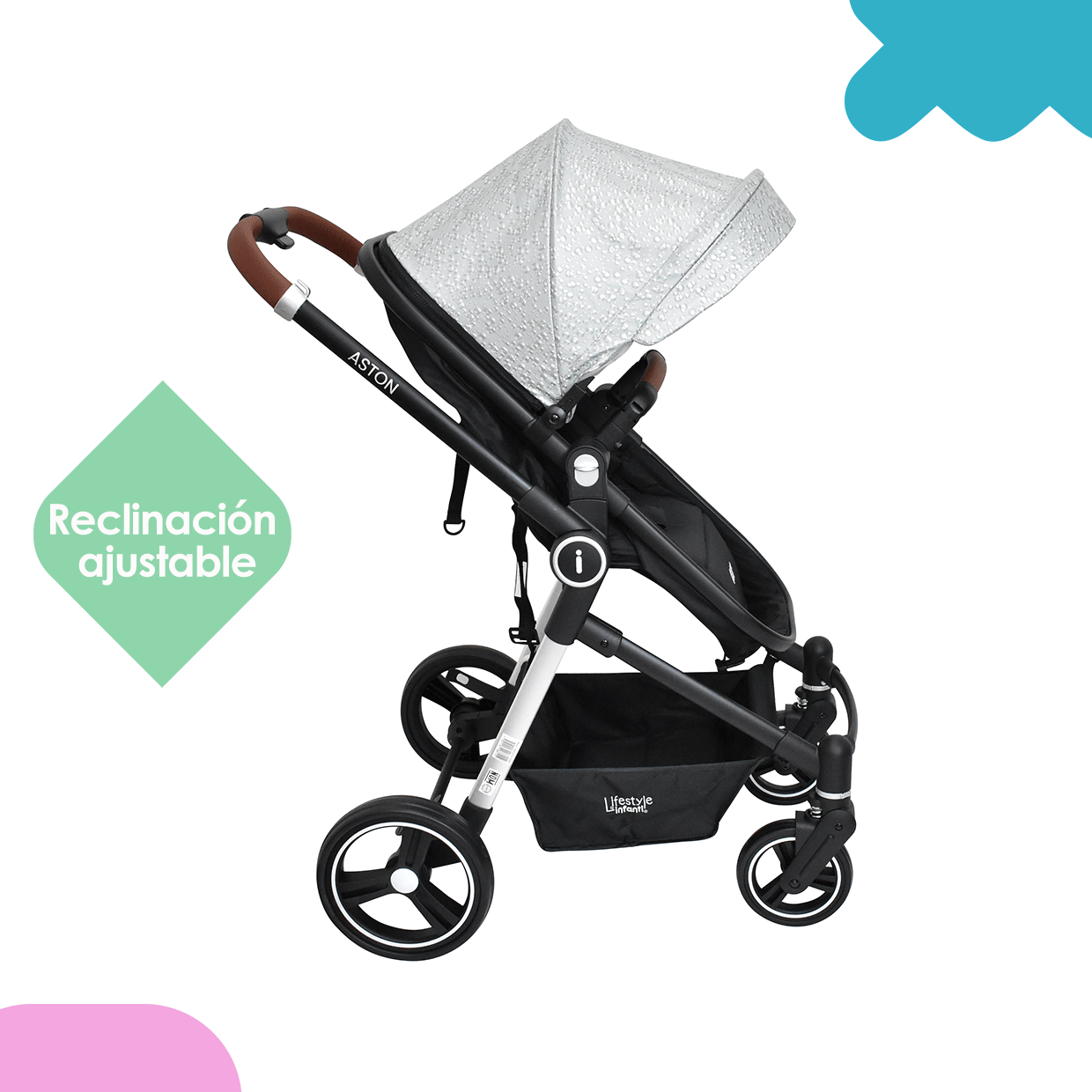 Carriola Travel System 4 en 1 Aston Gold Silver Bubbles Infanti