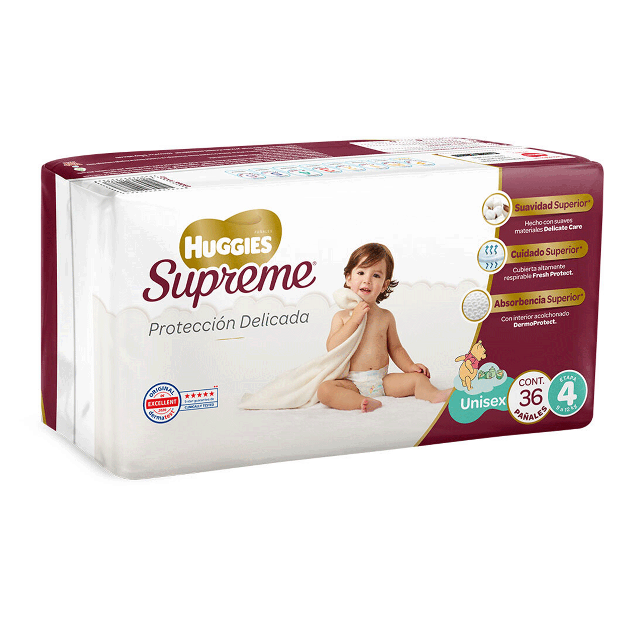 Pañal Huggies Supreme Etapa 4 Unisex 36 Unidades