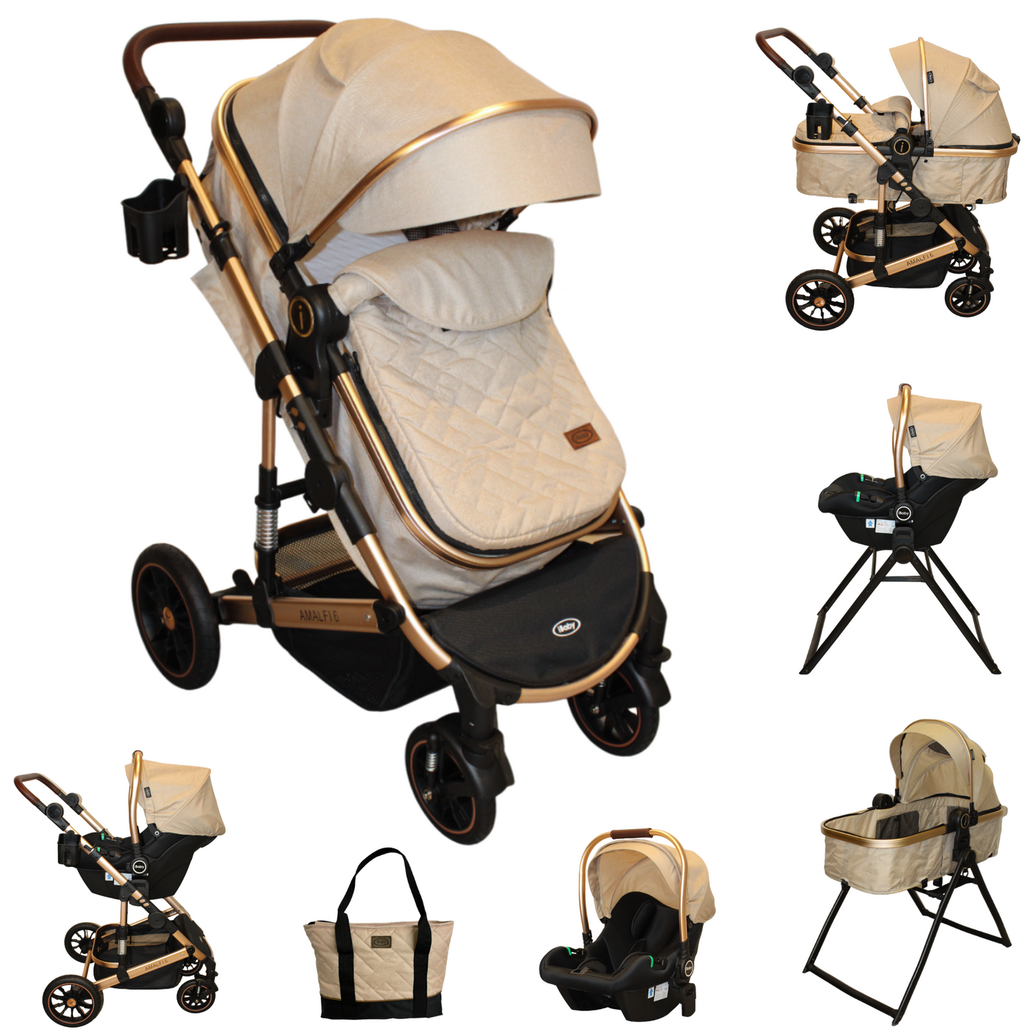 Carriola 6 En1 | Mecedora | Autoasiento | Amalfi - Beige - Ibaby