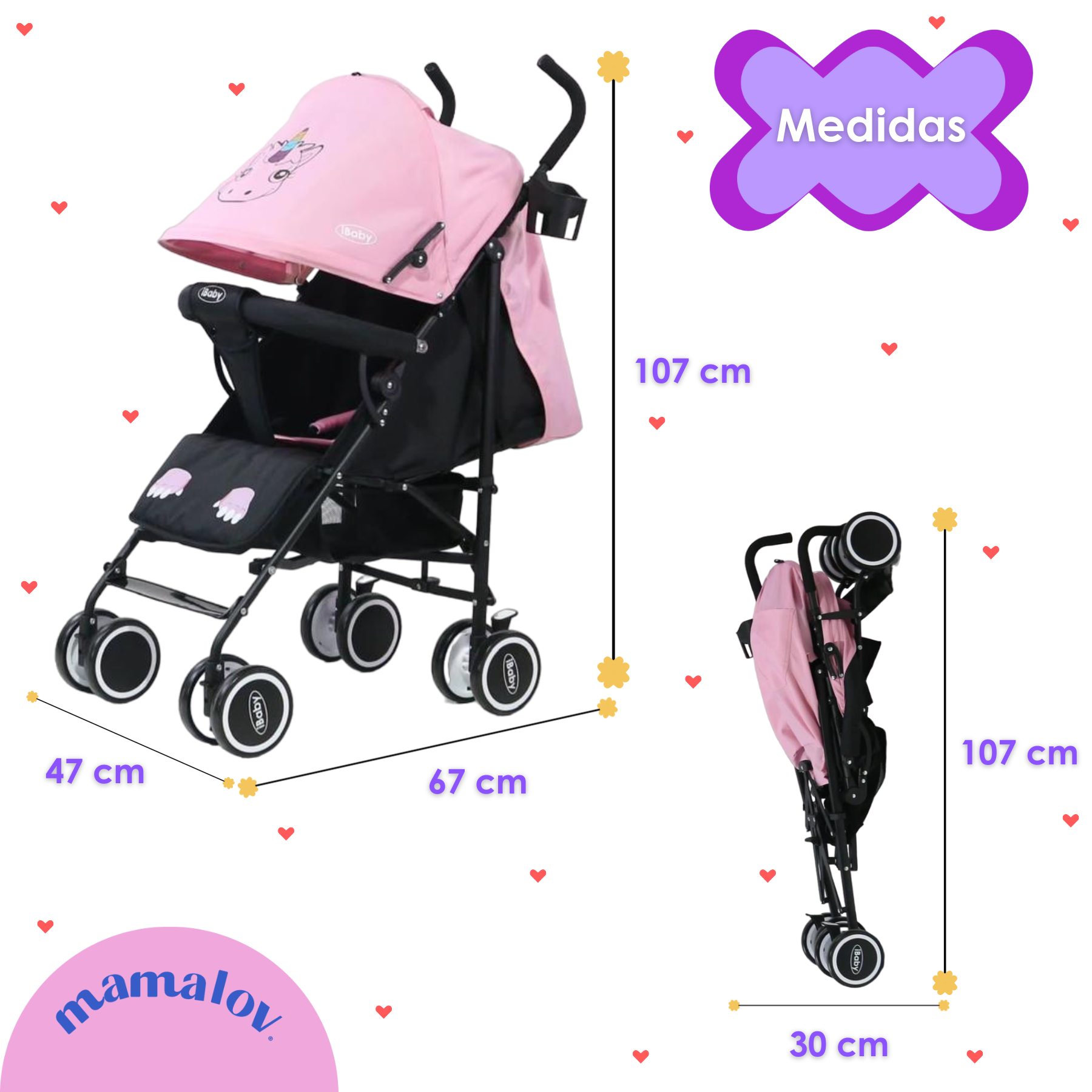 Coche Carriola Cochecito Para Bebes Plegable For Baby Stroller Con Sombrilla