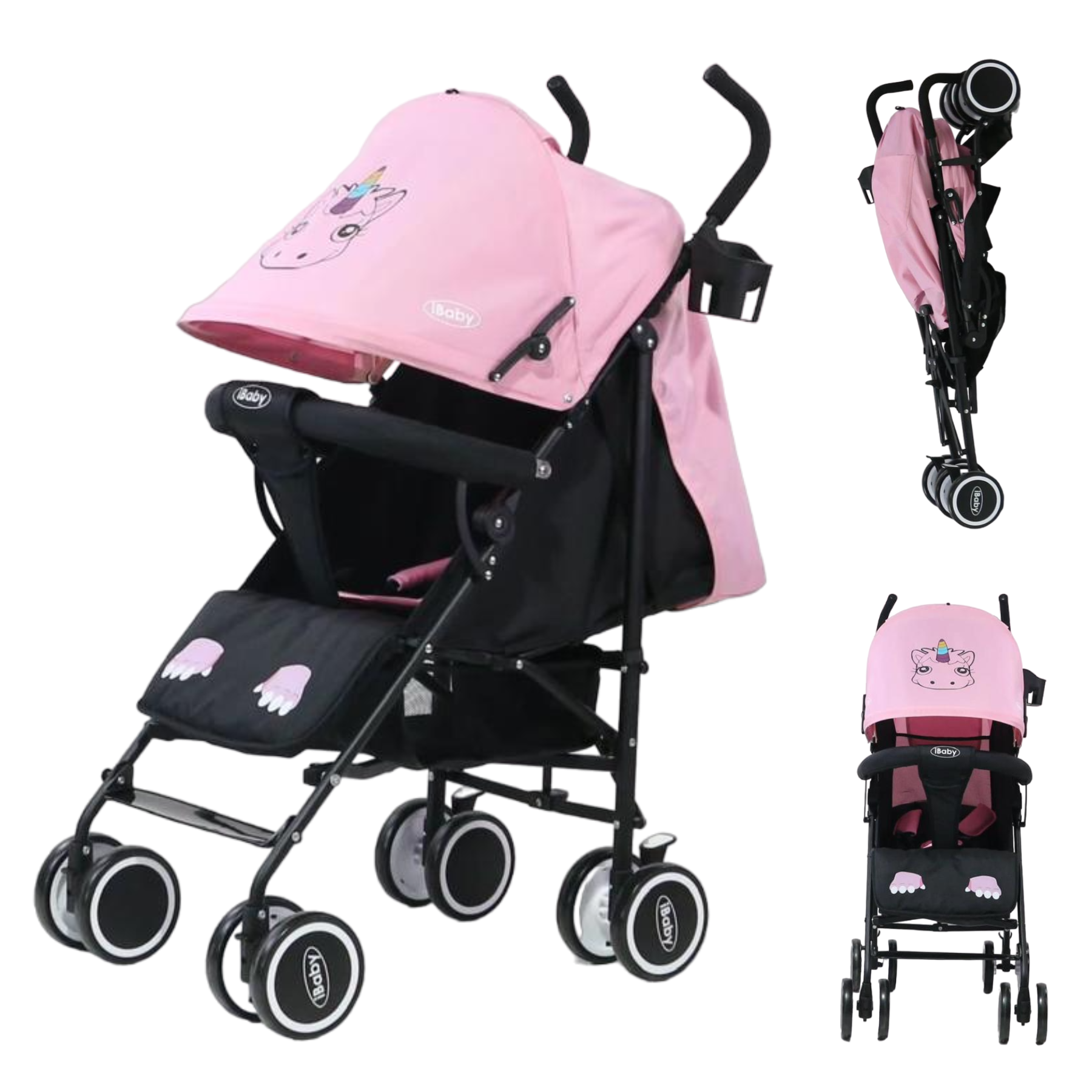 Carriola De Bastón Plegable Para Bebé Aleé Unicornio - Rosa - iBaby