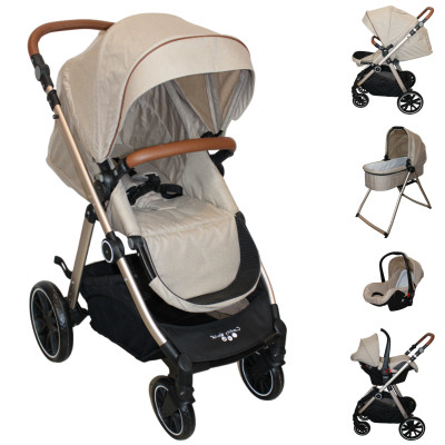 Carriola Con Portabebé Bambineto Mecedora Ariel Beige - Confety World