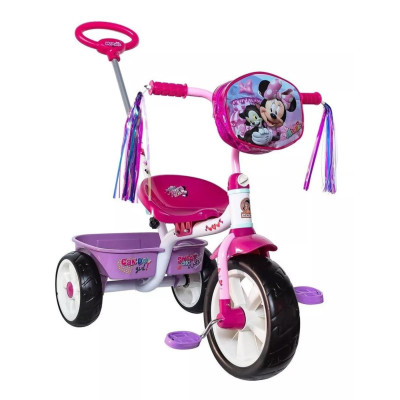 Triciclo Para Niña Minnie Mouse Con Barra Empuje - Rosa - Apache