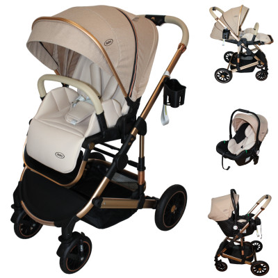 Carriola 4 en 1 Reversible Con Portabebé Alessia - Beige - iBaby