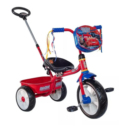 Triciclo Para Niño Cars Con Barra Empuje - Rojo Con Azul - Apache