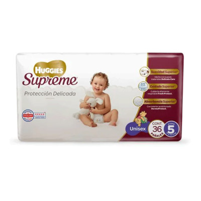 PAÑAL HUGGIES SUPREME ETAPA 5 UNISEX 36 PIEZAS