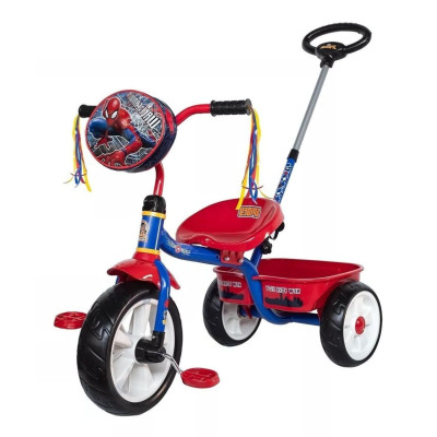 Triciclo Para Niño Spiderman Con Barra Empuje - Rojo - Apache